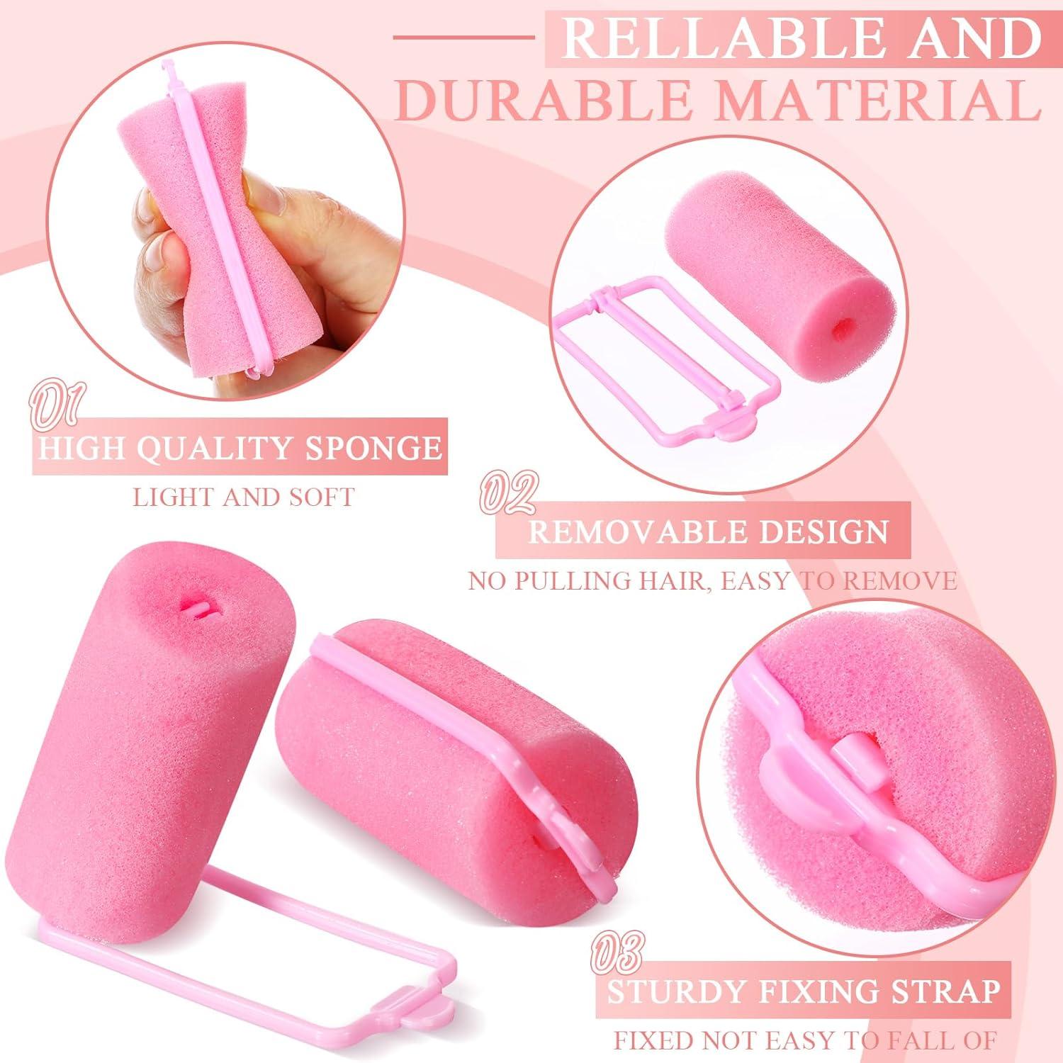 Rulos de Espuma Geyoga 18 Piezas Grandes para Cabello Rosa