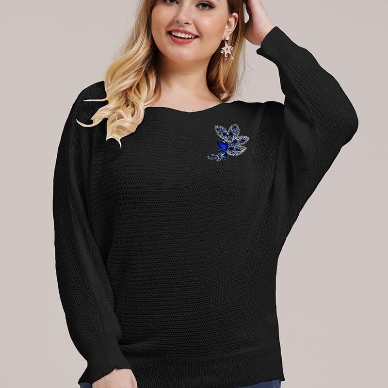 Broche de Cristal Austríaco YOQUCOL en Forma de Hoja Azul 8.5x10.5cm