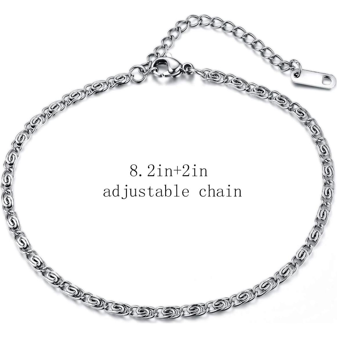 Pulsera de Tobillo Oro Blanco Acero Inoxidable 20.8 cm