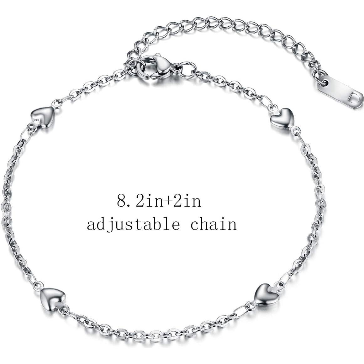 Pulsera de Tobillo Oro Blanco Acero Inoxidable 20.8 cm