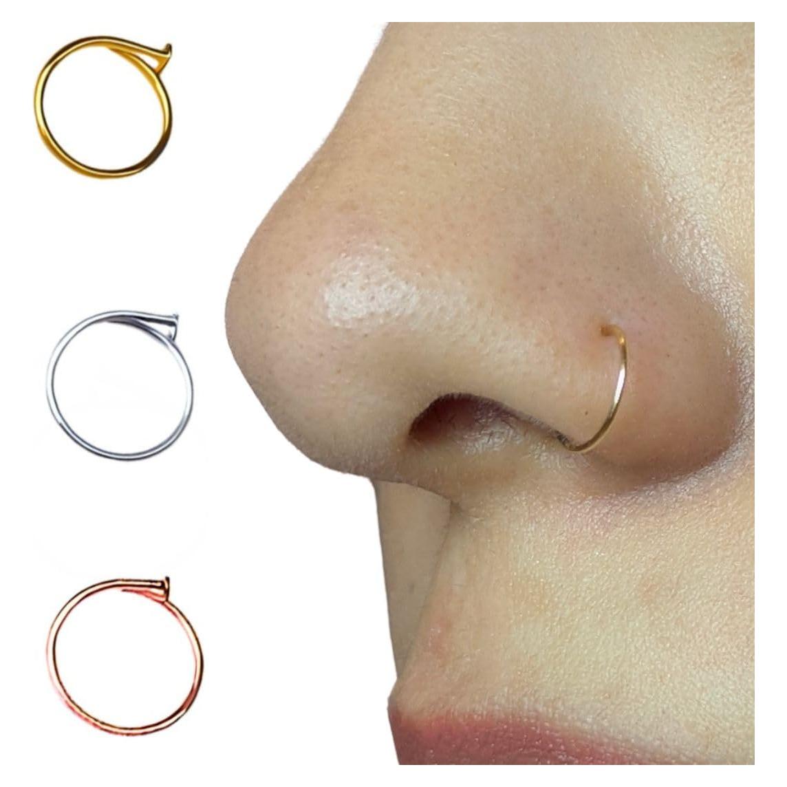 Aro de Nariz Relleno de Oro de 14k 6-7mm 20g Ajustable