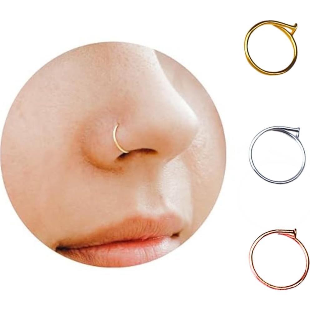 Aro de Nariz Relleno de Oro de 14k 6-7mm 20g Ajustable