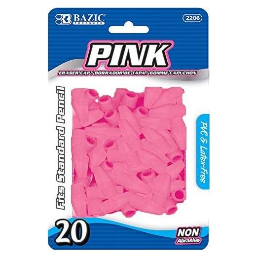 Borradores de Punta de Lápiz BAZIC Rosa 20 Unidades