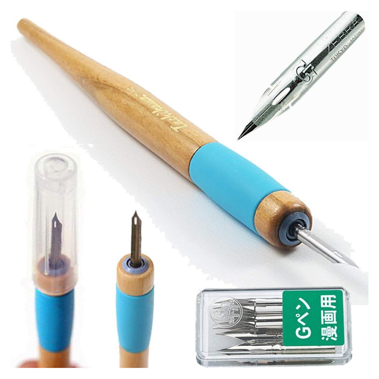 Soporte de Pluma de Cómic Tachikawa T-40 + Pluma Zebra G Cromo 10 Puntas