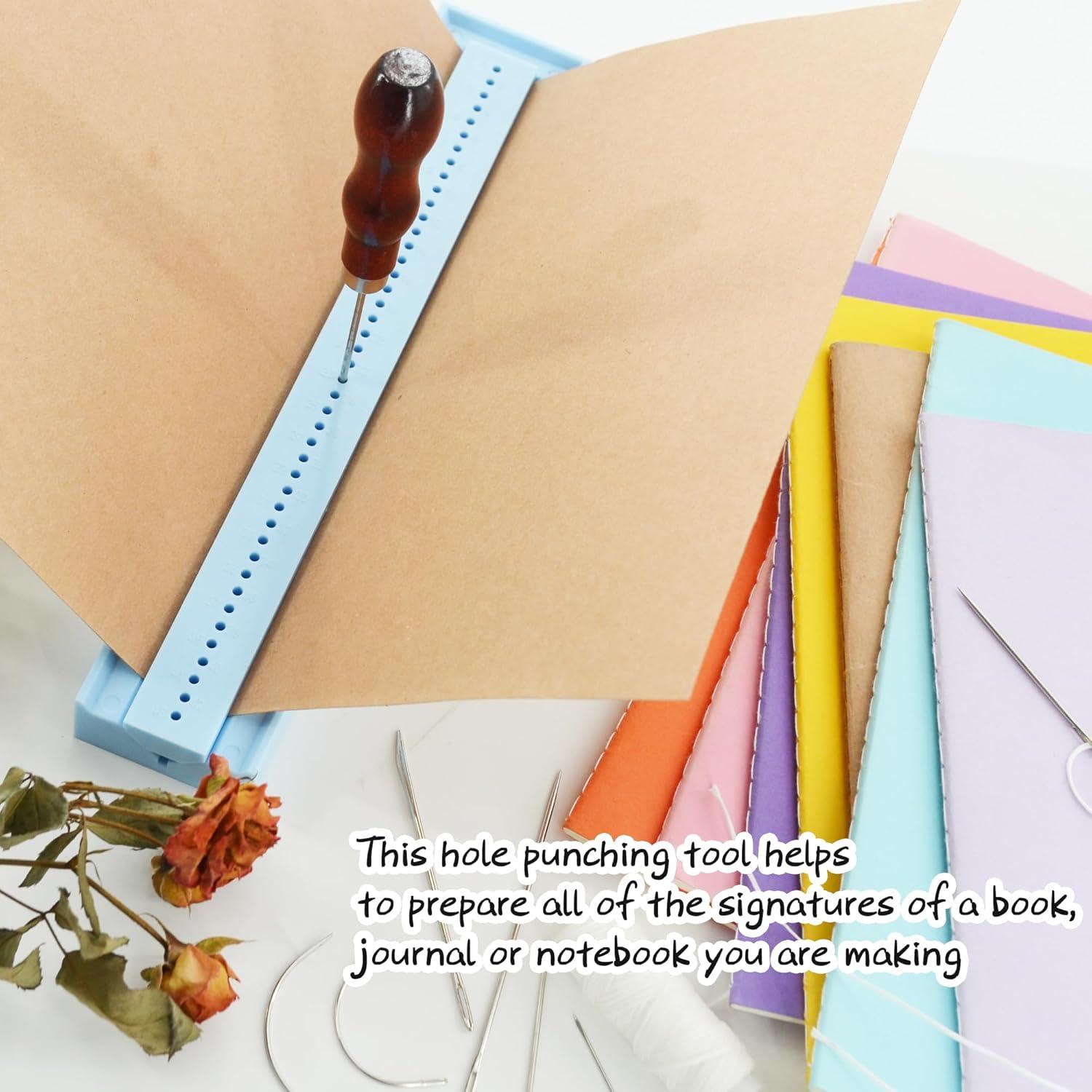 Kit de Encuadernación de Libros UPTTHOW con Punzón y Cuna Azul