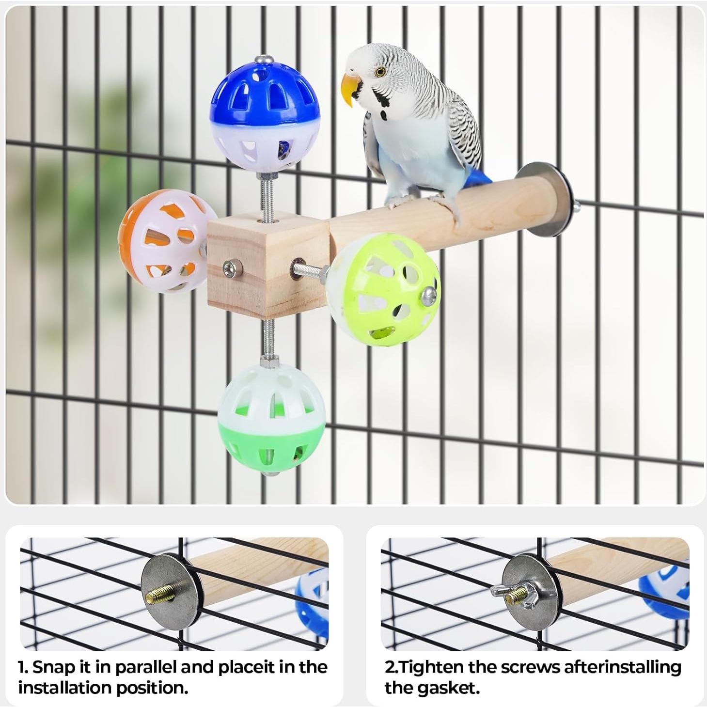 Juguete de Percha para Aves Cilinwan con Bolas Rotativas 20 cm