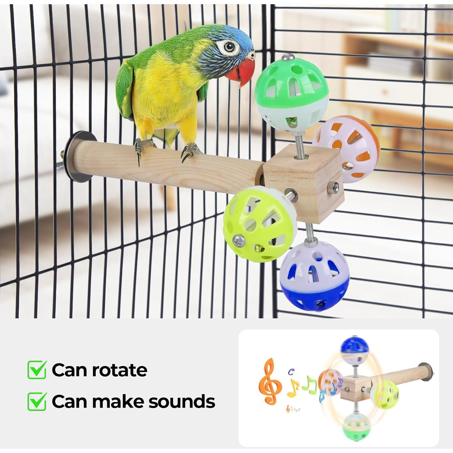 Juguete de Percha para Aves Cilinwan con Bolas Rotativas 20 cm