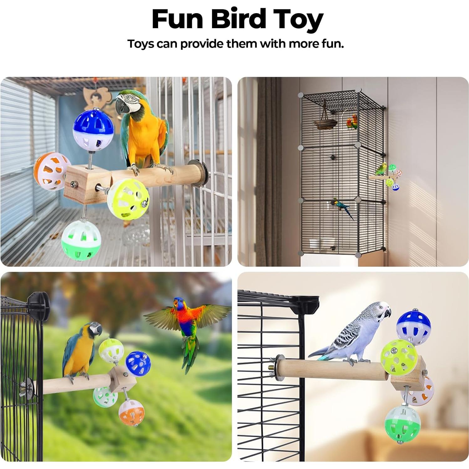 Juguete de Percha para Aves Cilinwan con Bolas Rotativas 20 cm