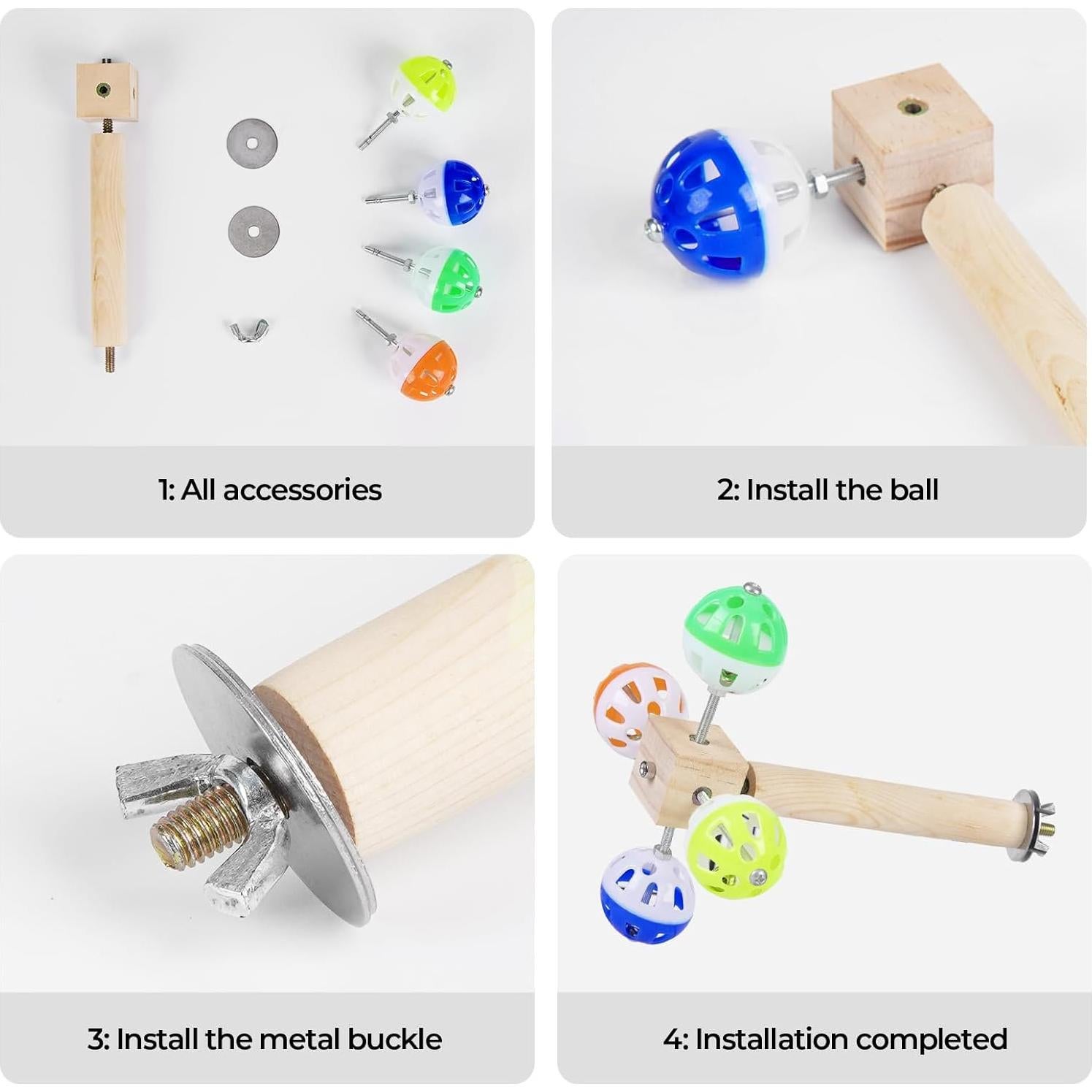 Juguete de Percha para Aves Cilinwan con Bolas Rotativas 20 cm