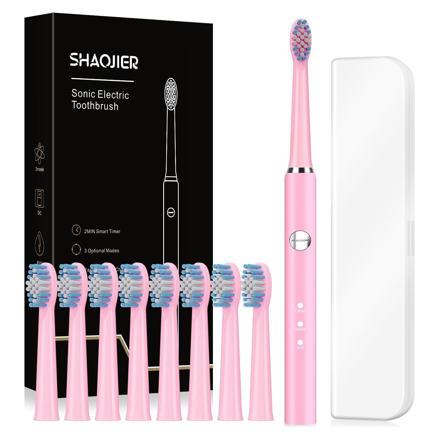 Cepillo de Dientes Eléctrico Sonic SHAOJIER Rosa Recargable USB