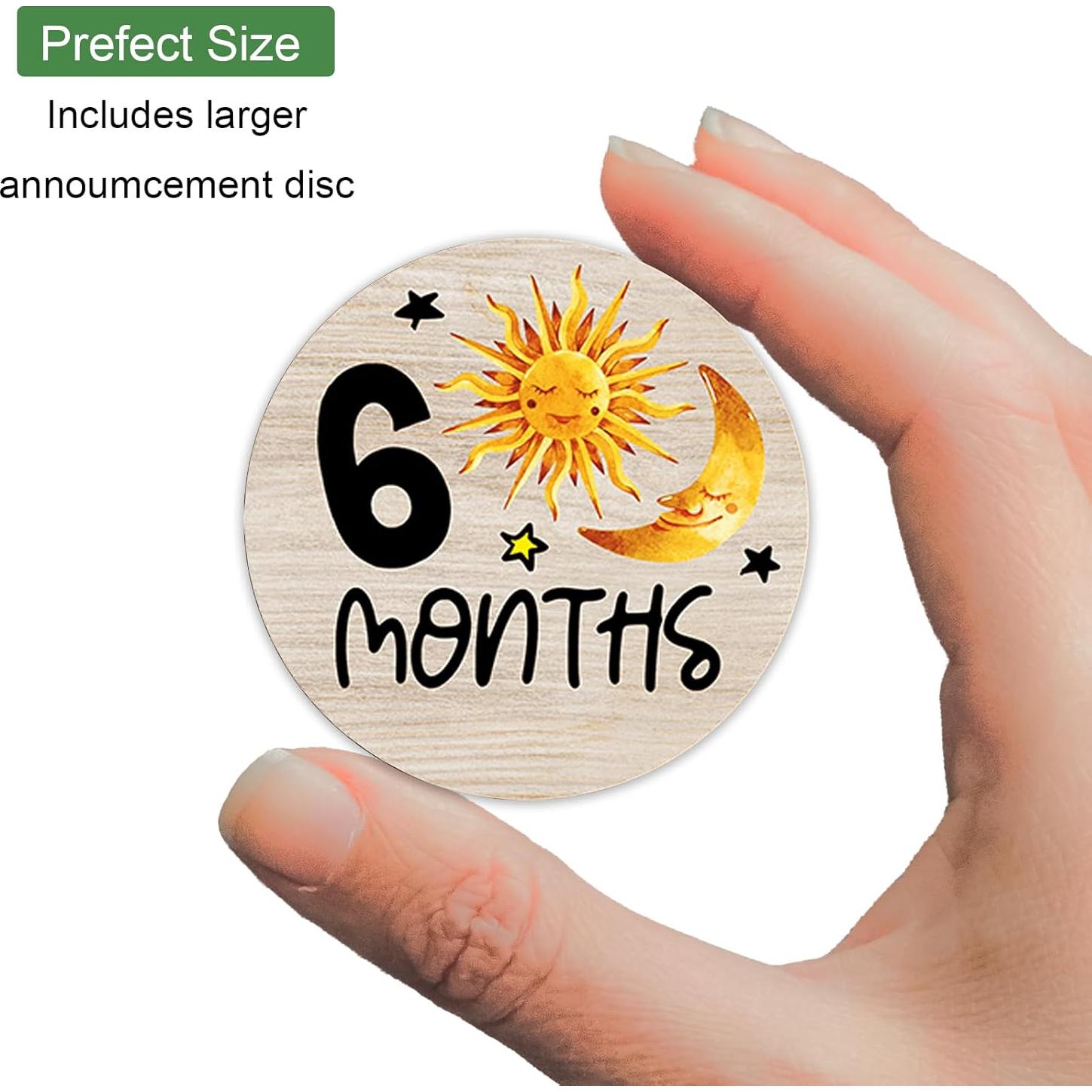 Círculos de Hitos Mensuales para Bebés - Discos de Madera 7 Pcs