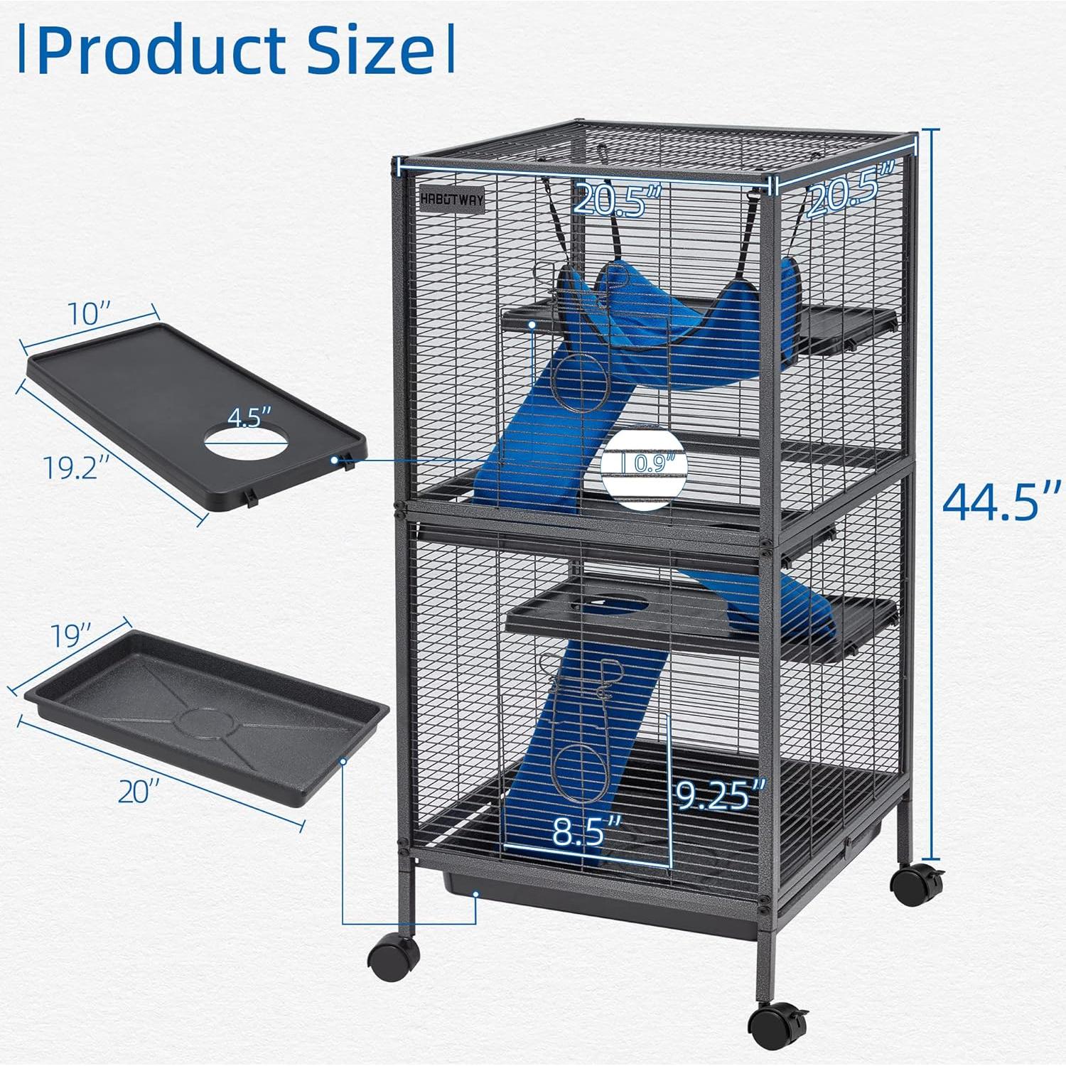 Jaula de Metal HABUTWAY 113.5 cm para Animales Pequeños