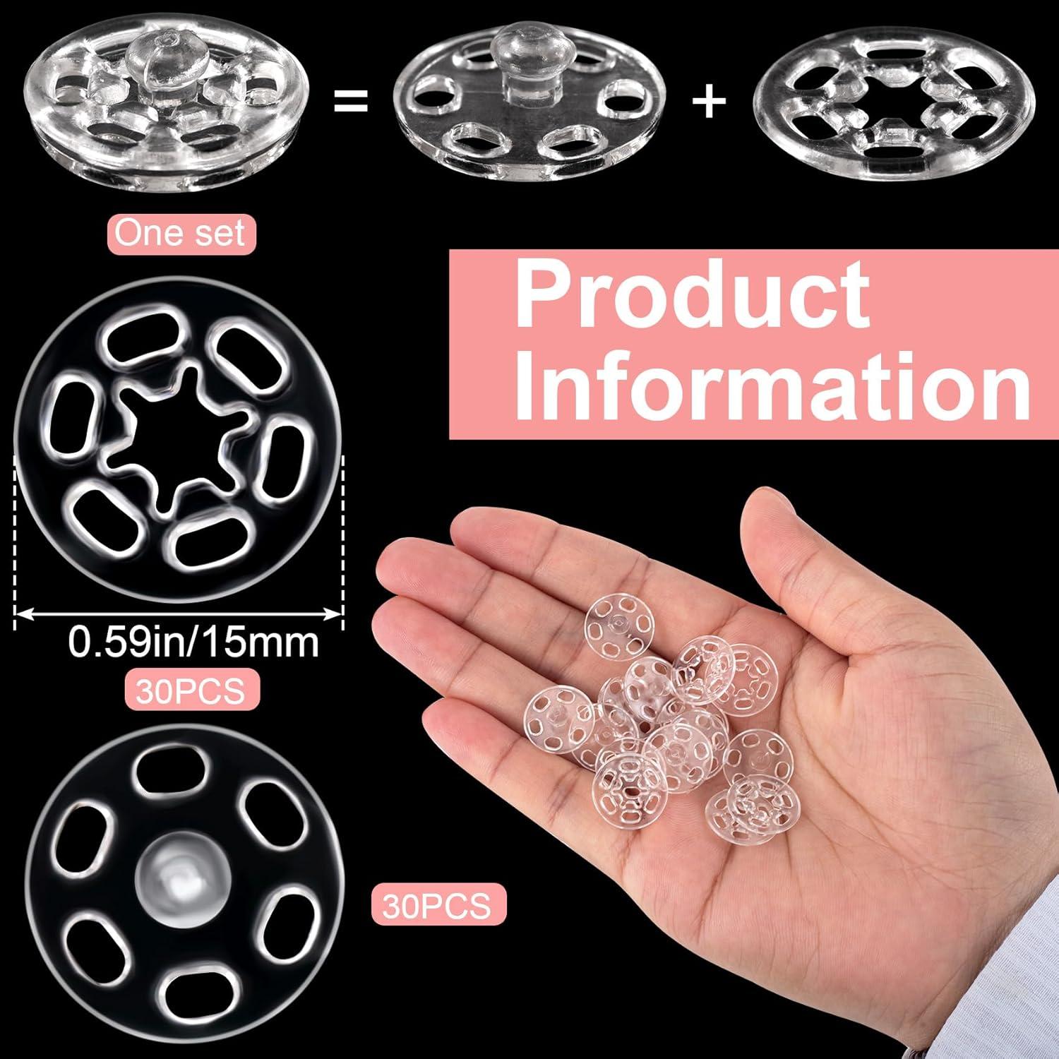 Kit de Botones de Presión Transparentes PAGOW - 30 Conjuntos 15mm