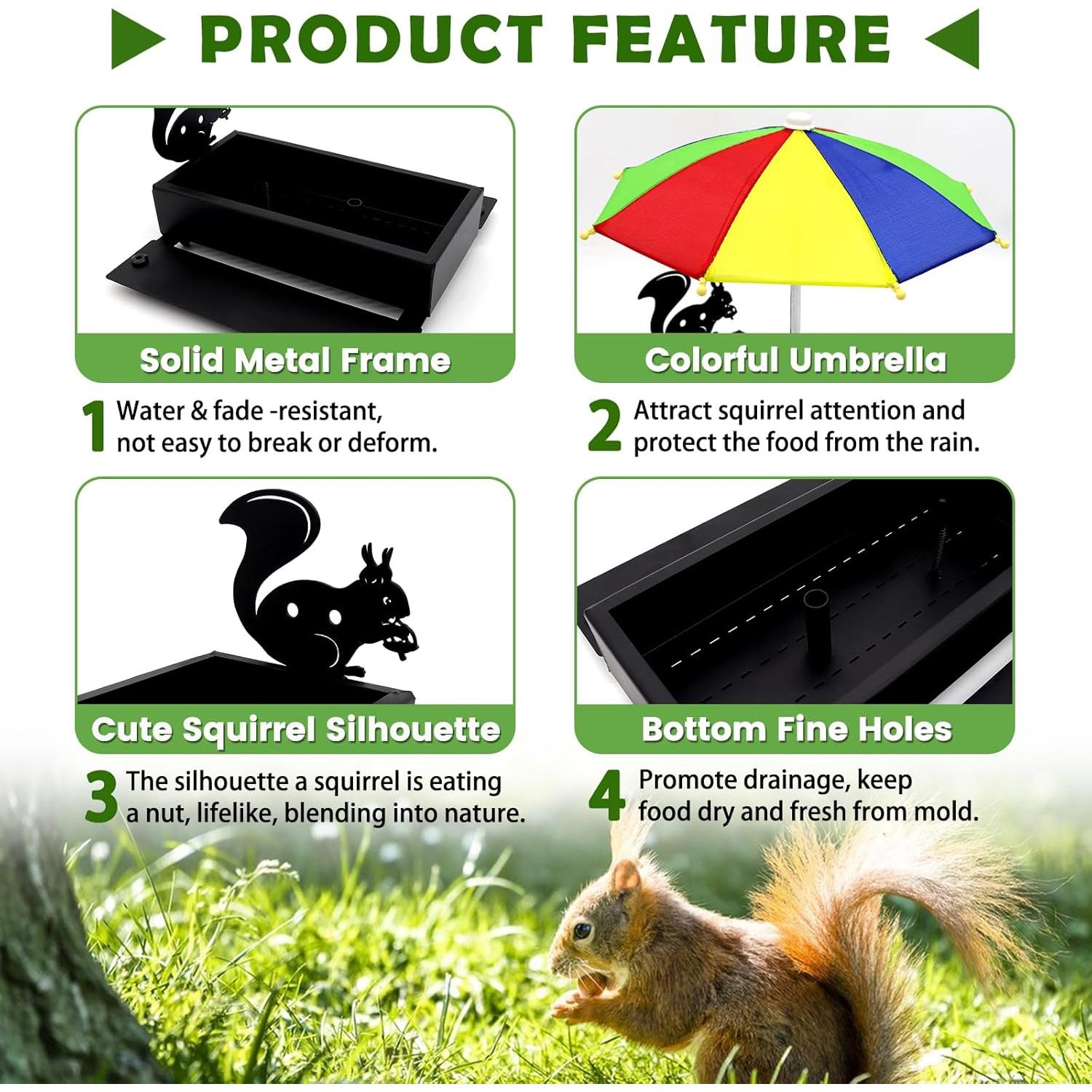 Comedero para Ardillas Beyoogeem con Paraguas Colorido Metal 0.85kg