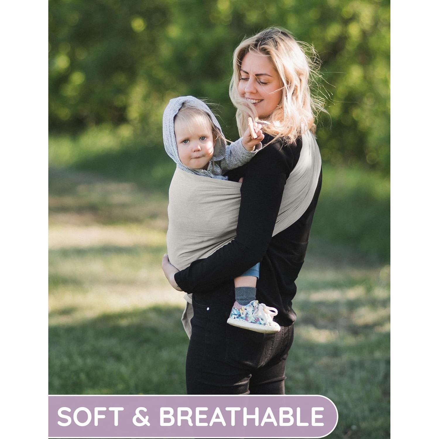 Portabebés de Anilla Muselina Algodón Beige Ajustable 0-11kg