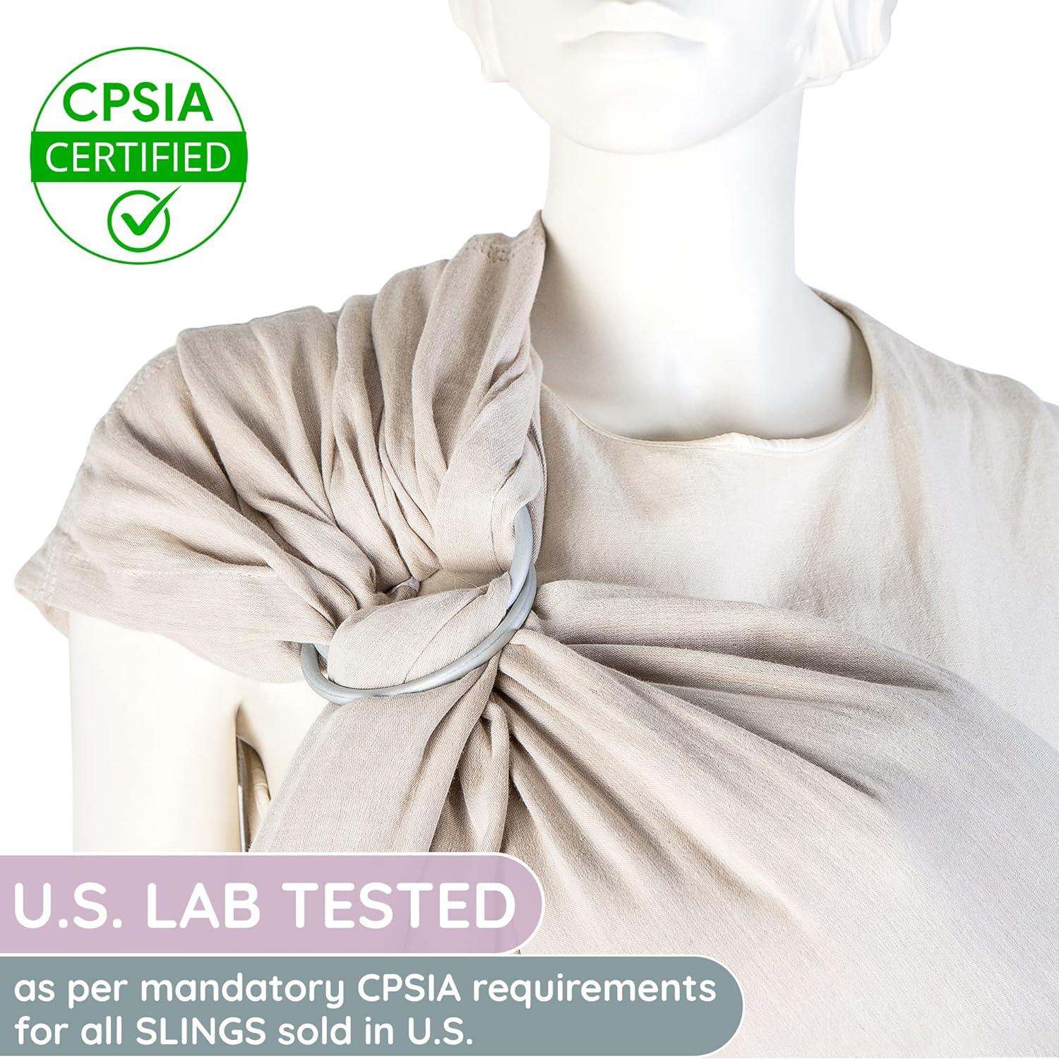 Portabebés de Anilla Muselina Algodón Beige Ajustable 0-11kg