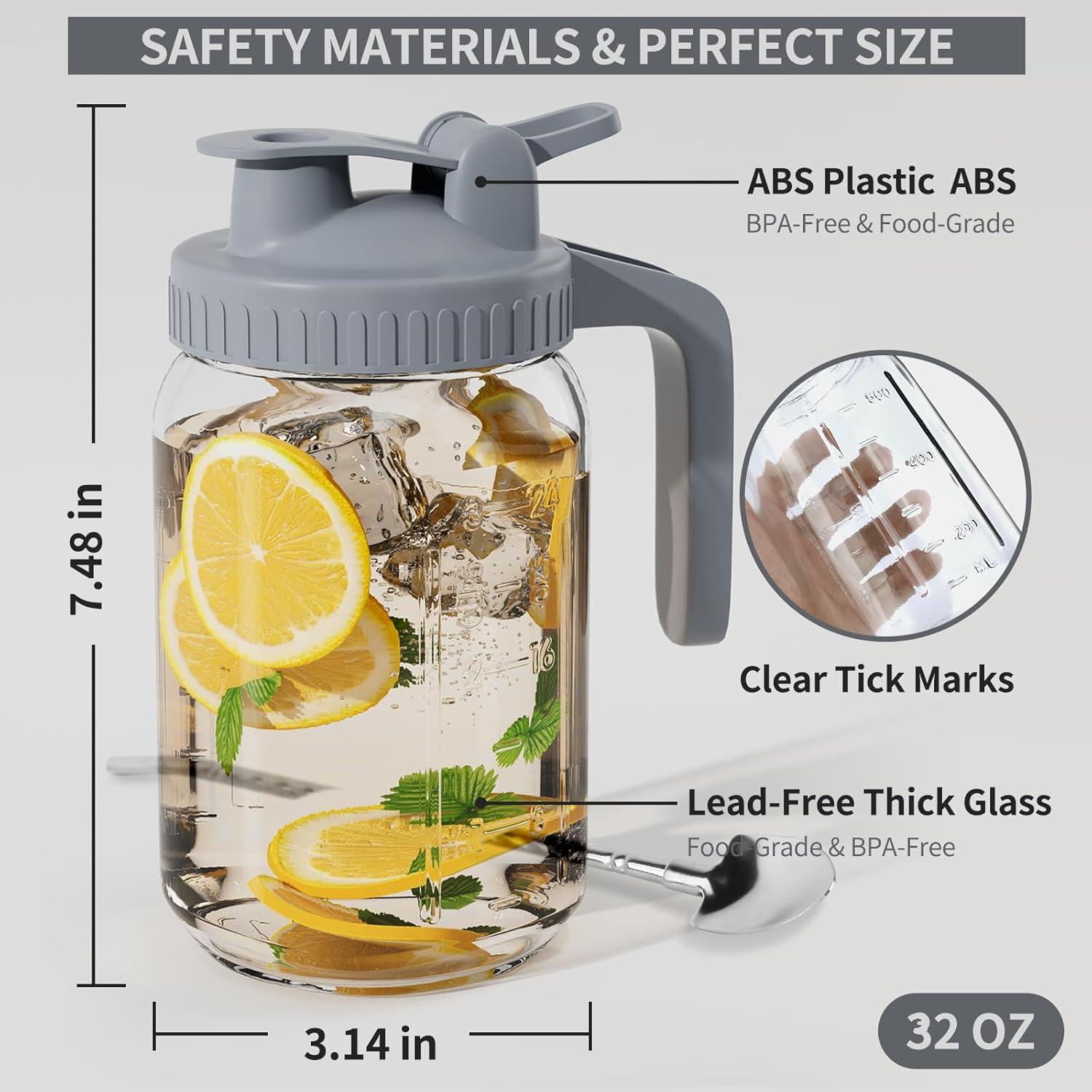 Jarra de Vidrio 32oz Cnsndqedke con Tapa Hermética y Cepillo