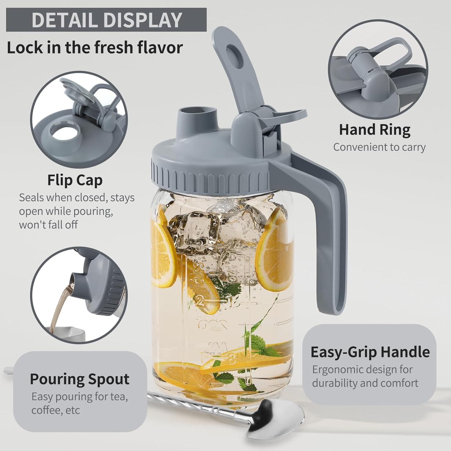 Jarra de Vidrio 32oz Cnsndqedke con Tapa Hermética y Cepillo