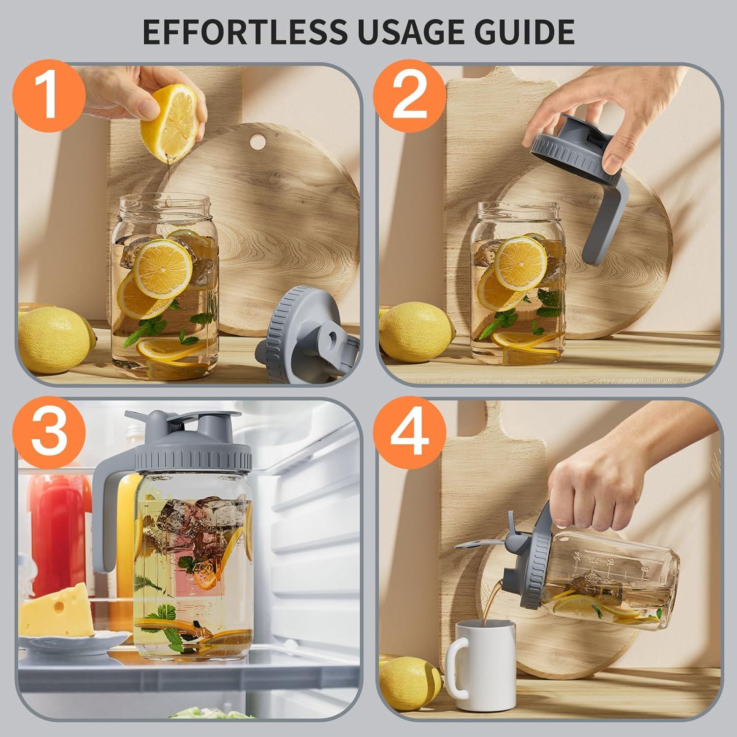 Jarra de Vidrio 32oz Cnsndqedke con Tapa Hermética y Cepillo