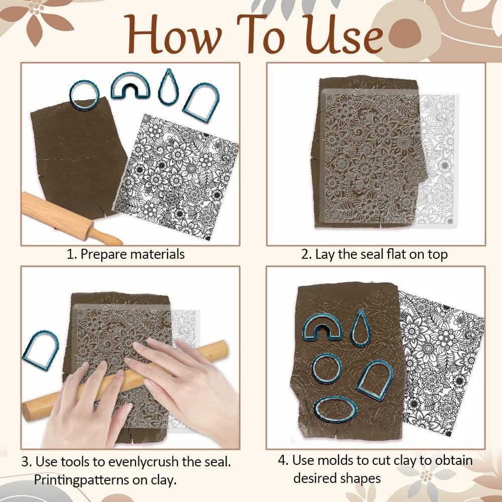 Sello de Textura de Silicona CHGCRAFT Flores Abstractas 14x14cm