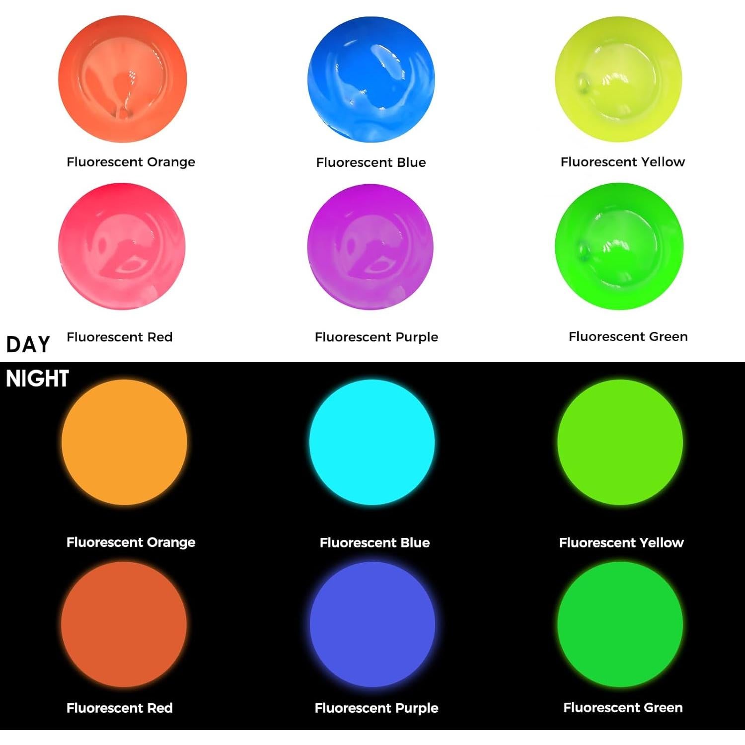 Pintura Acrílica Brillante que Brilla en la Oscuridad Artecho 6 Colores 60 ml