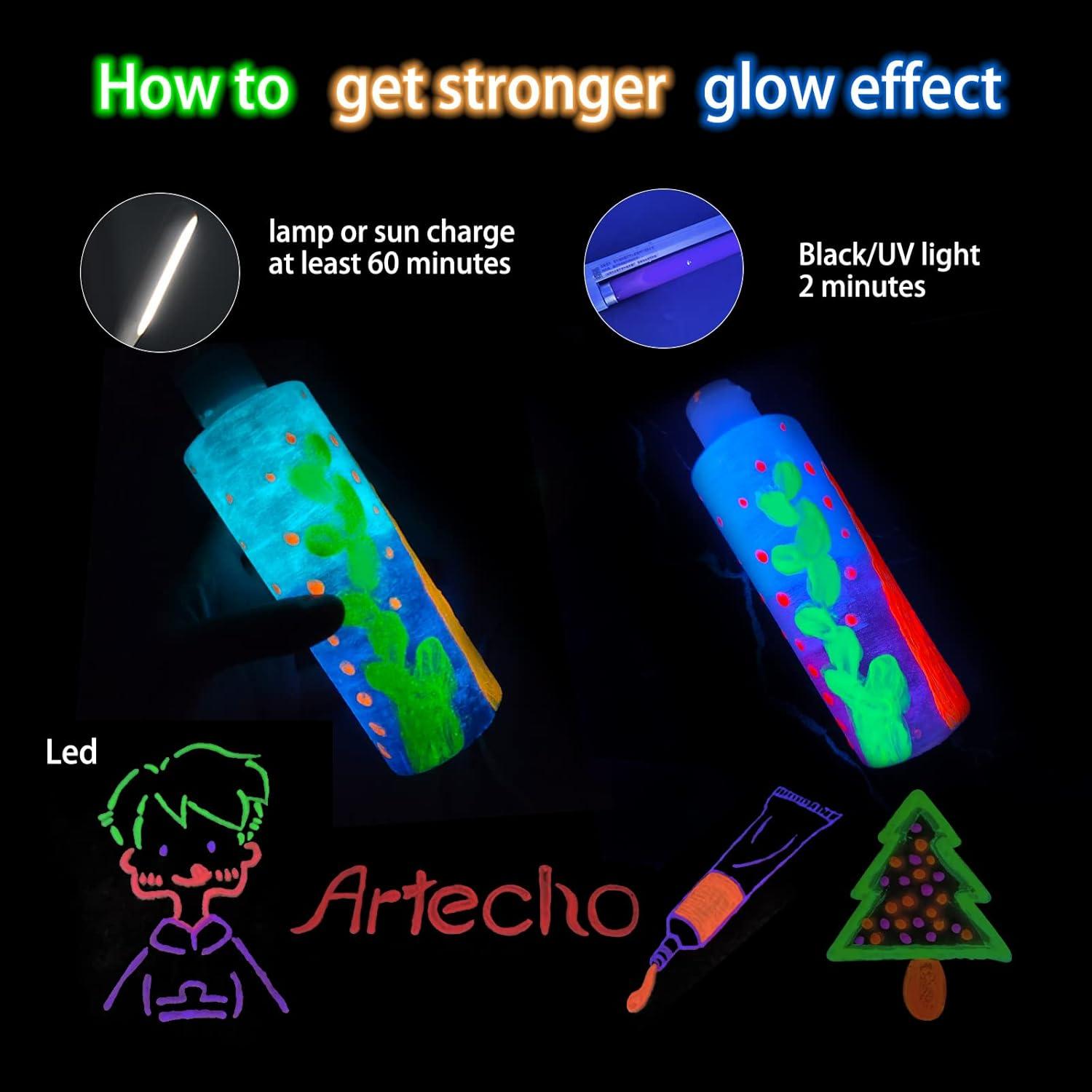 Pintura Acrílica Brillante que Brilla en la Oscuridad Artecho 6 Colores 60 ml