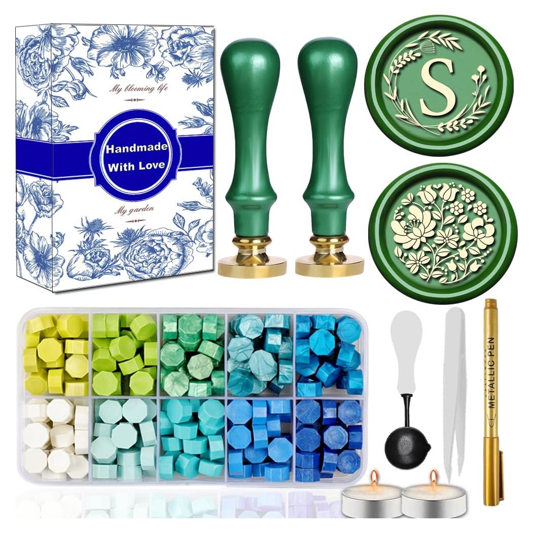 Kit de Sello de Cera Inicial Elegante WUERLIN S, 2 Piezas