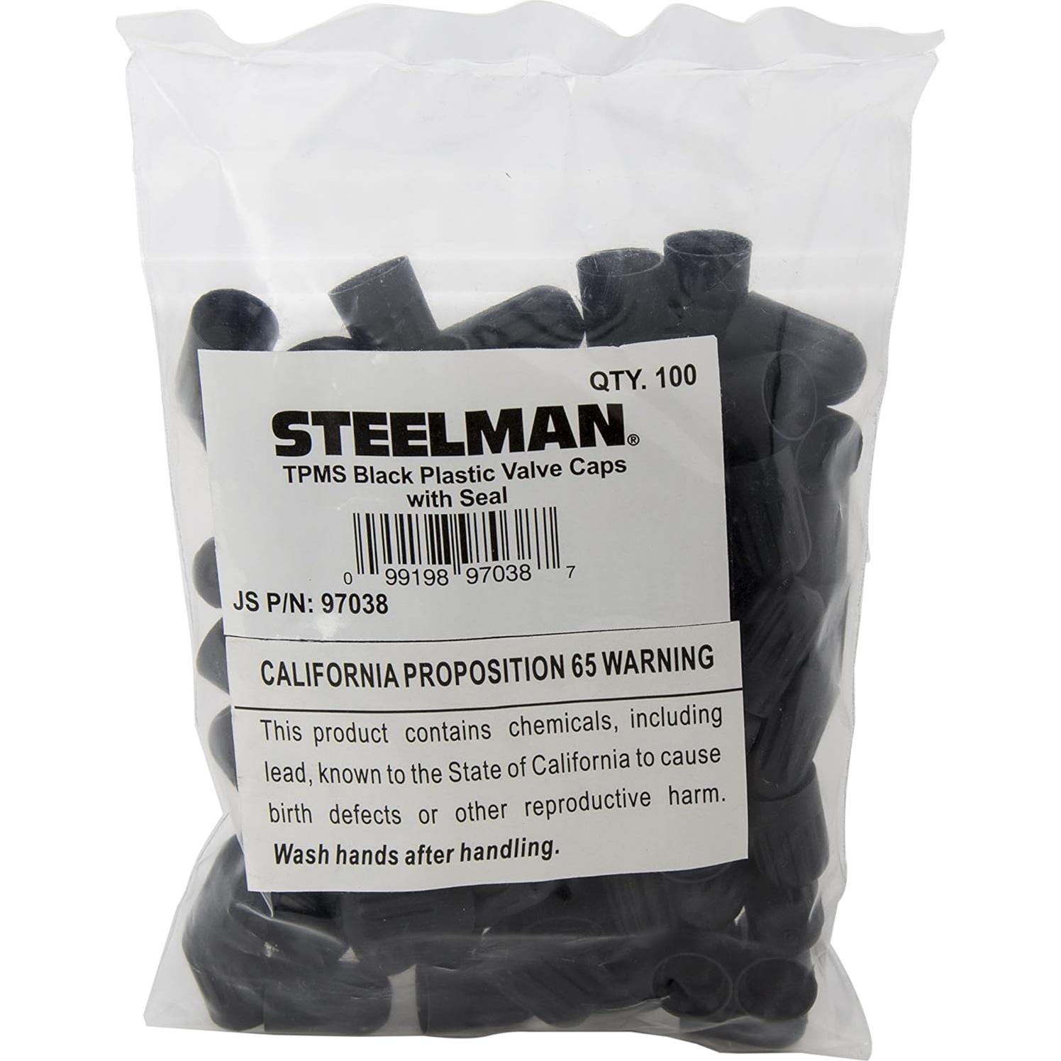 Tapones de Válvula de Plástico Negro Steelman 97038 - 100 Piezas