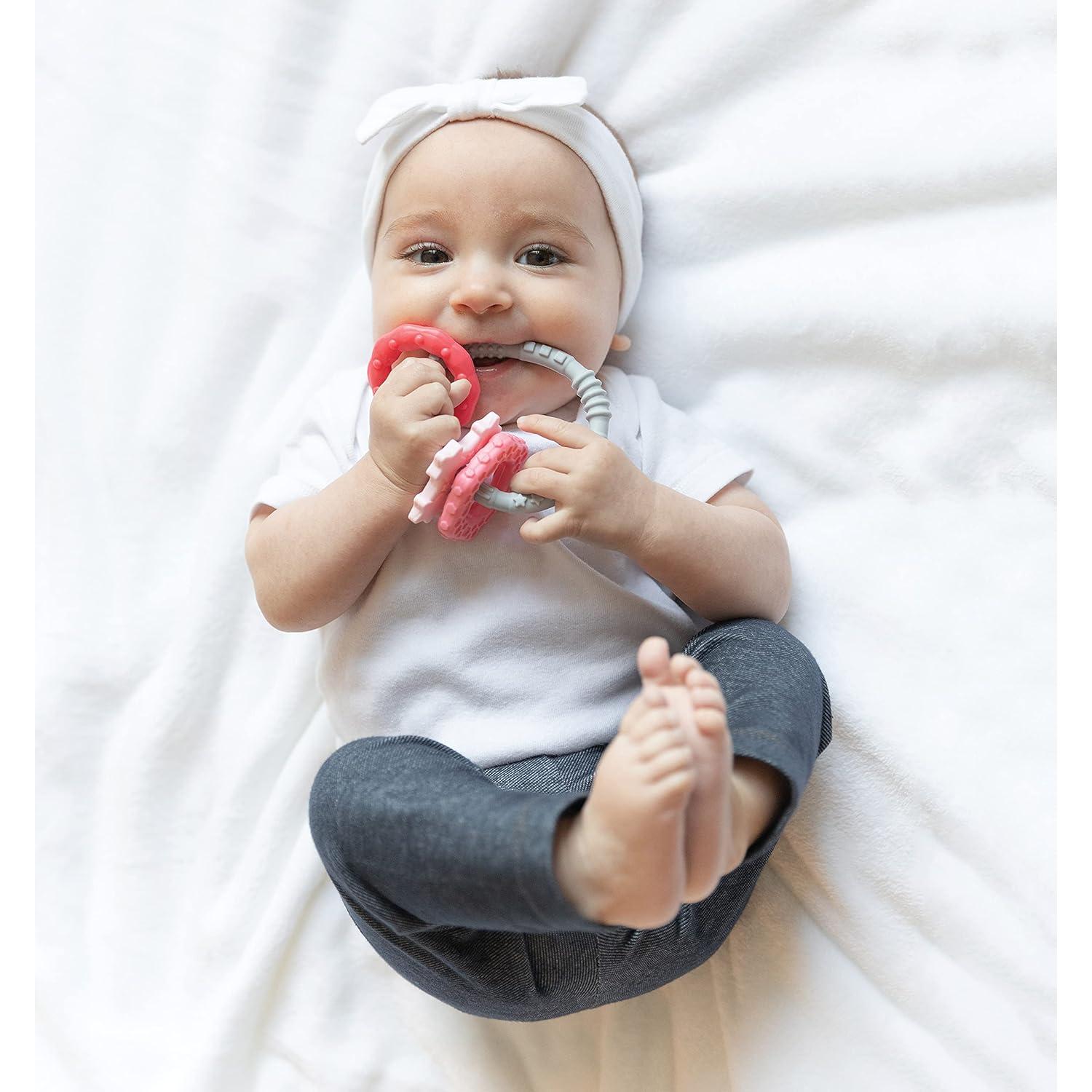 Anillo de Morder para Bebés Bumkins - Silicona Platino Rosa