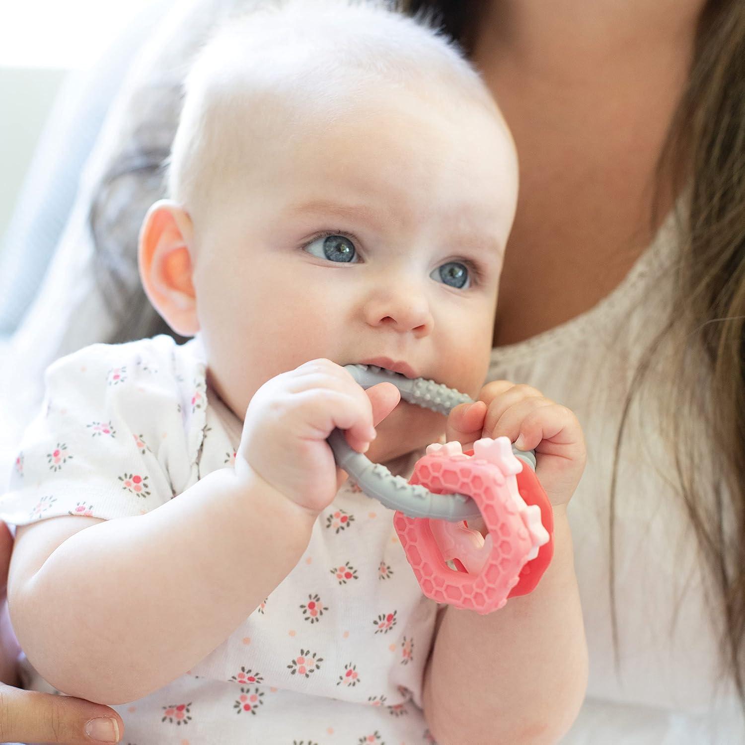 Anillo de Morder para Bebés Bumkins - Silicona Platino Rosa