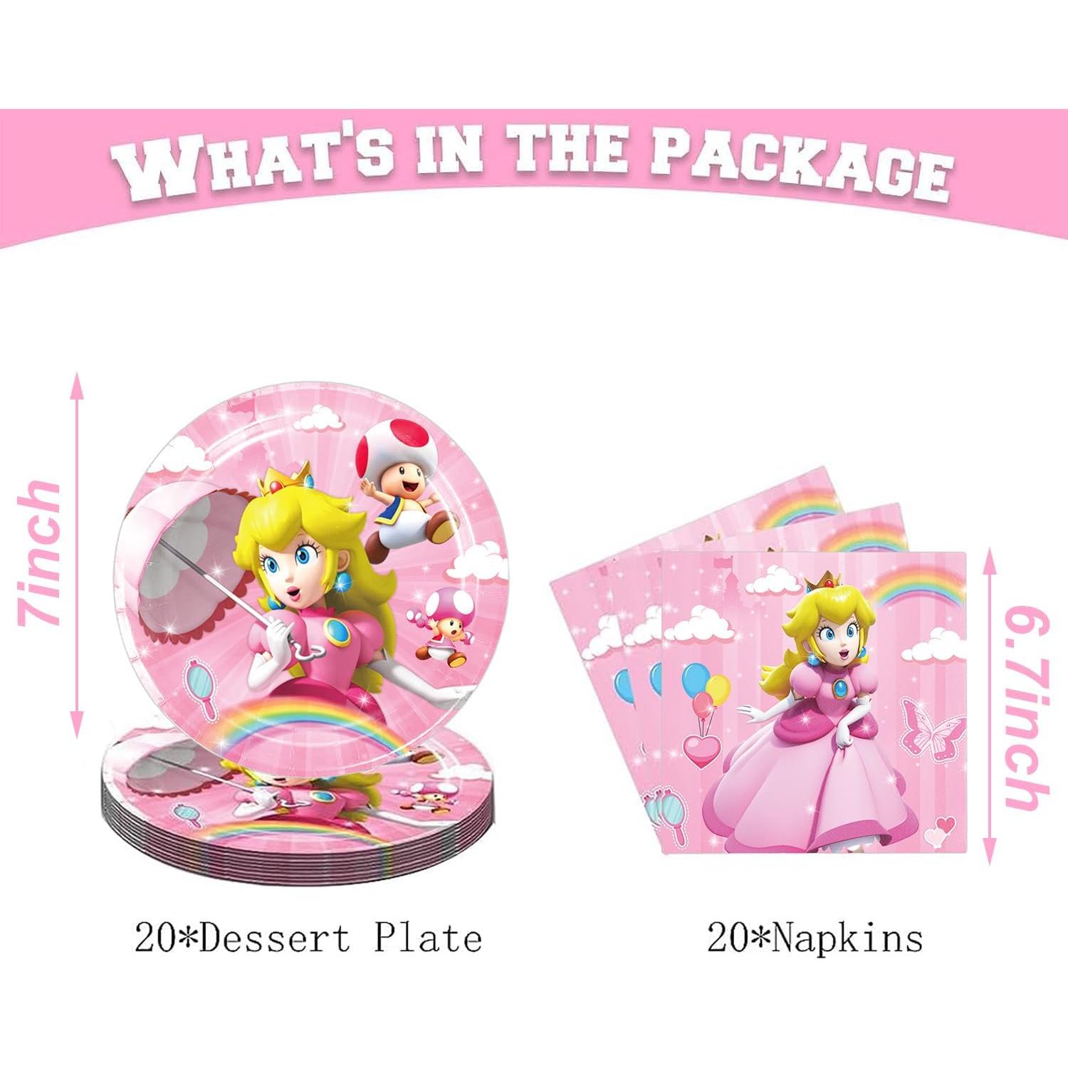 Suministros Fiesta Cumpleaños Princesa Peach 40 Pcs - DoMiDoLa