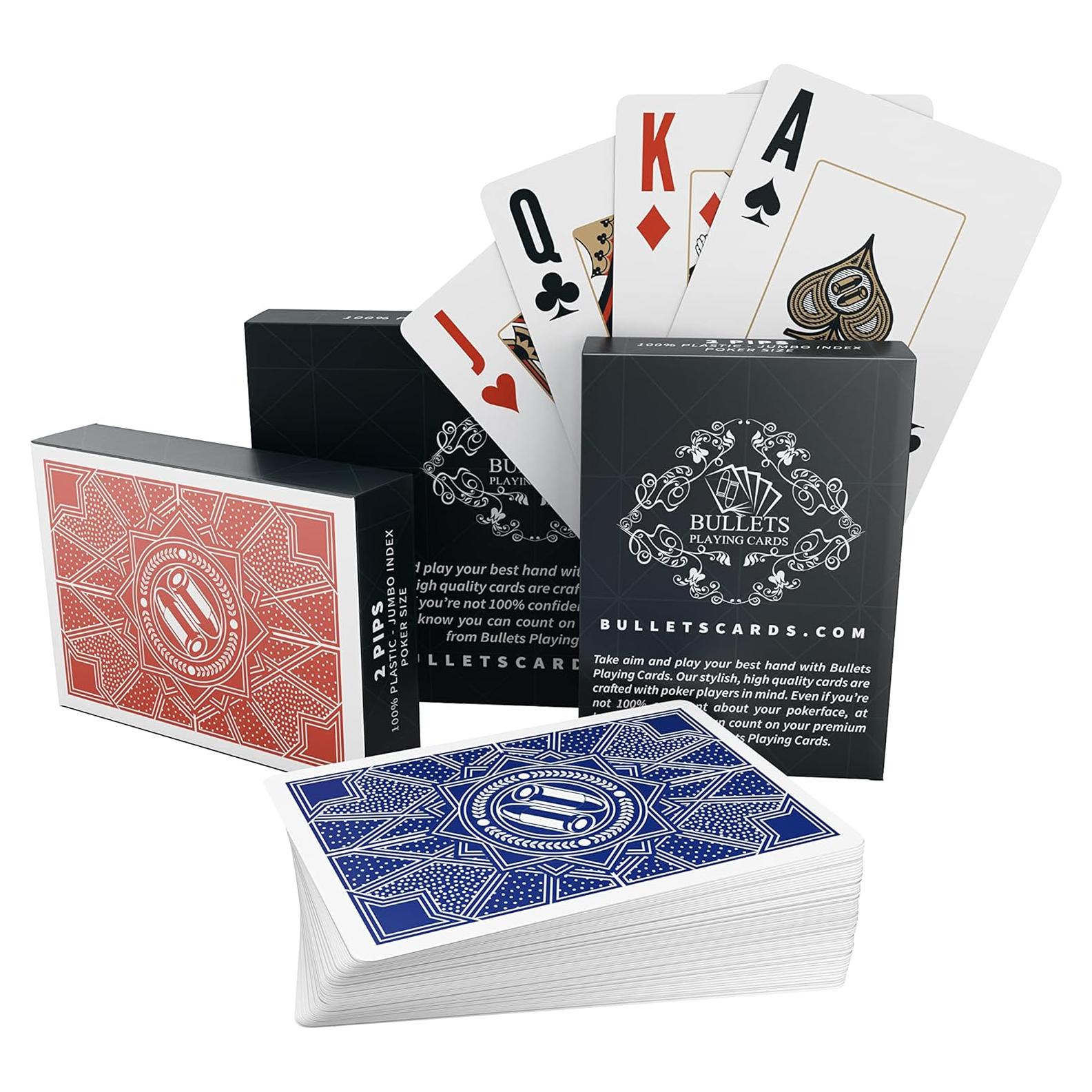 Cartas de Juego Bullets Paulie, 2 Barajas Impermeables Poker