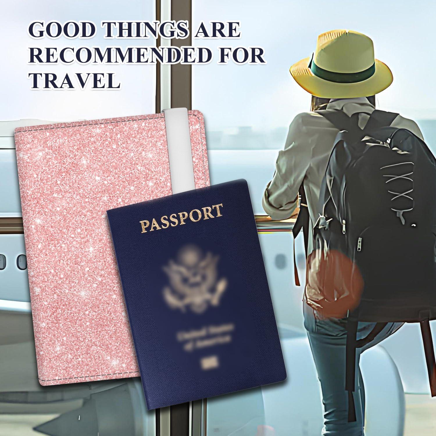 Portapasaportes de Cuero Premium RFID ATJFKIXL Rosa Negro