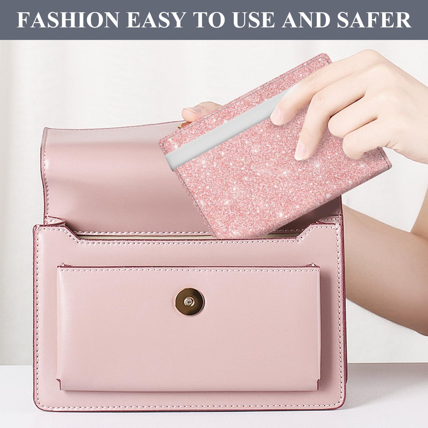 Portapasaportes de Cuero Premium RFID ATJFKIXL Rosa Negro