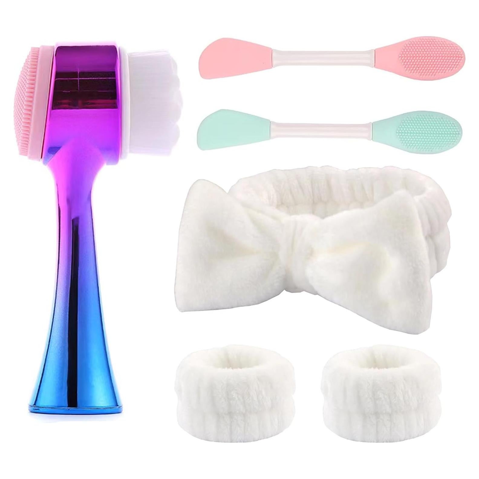 Cepillo Facial 2 en 1 OHES con Diadema y Muñequera - Azul y Blanco