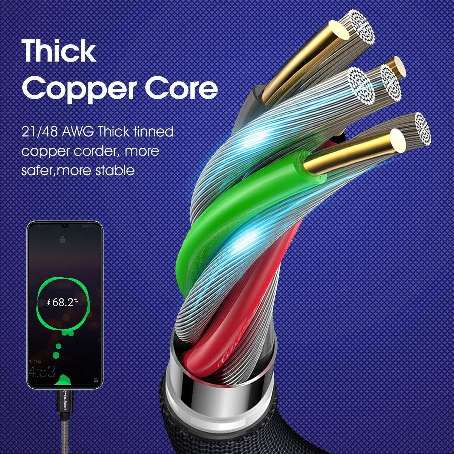 Cable USB Tipo C 5Pack CyvenSmart 1ft Carga Rápida 3A