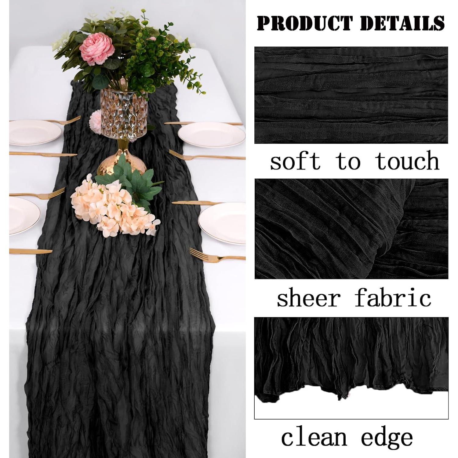 Caminos de Mesa de Gasa Negra FlashCarryPro - Paquete de 6, 89x305 cm