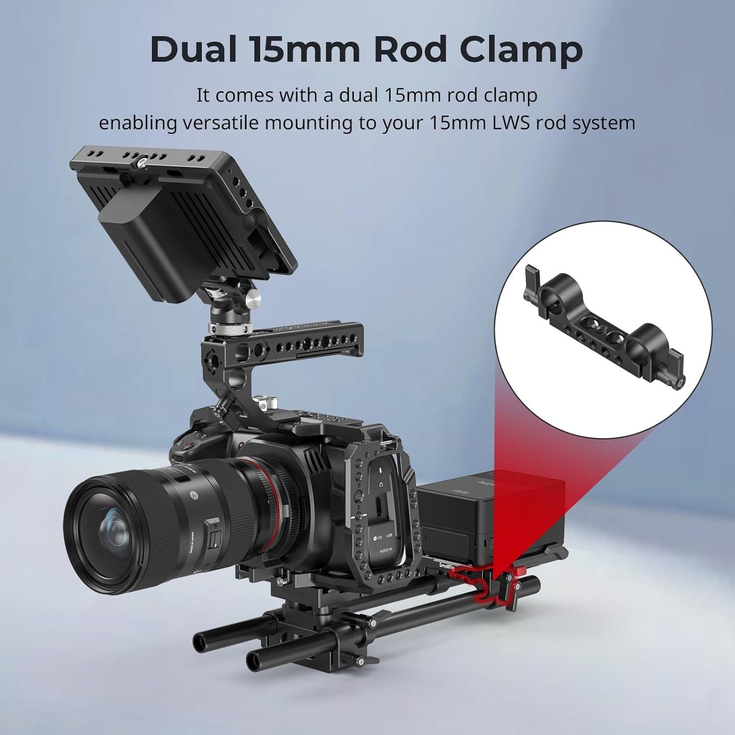 Placa de Batería V-Mount SMALLRIG 12759-SR con Abrazadera 15mm