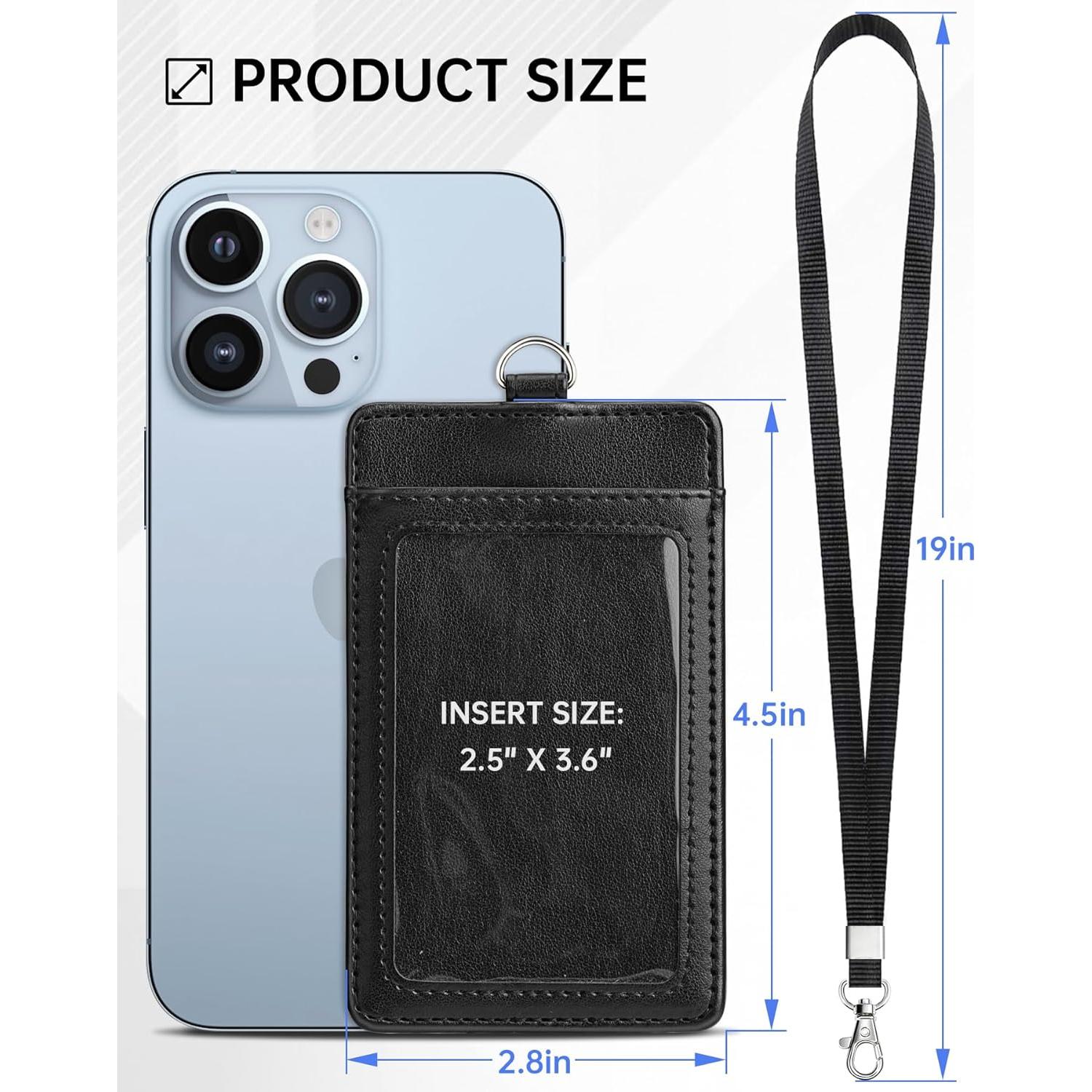 Porta Credencial de Cuero Teskyer con Cordón - Negro