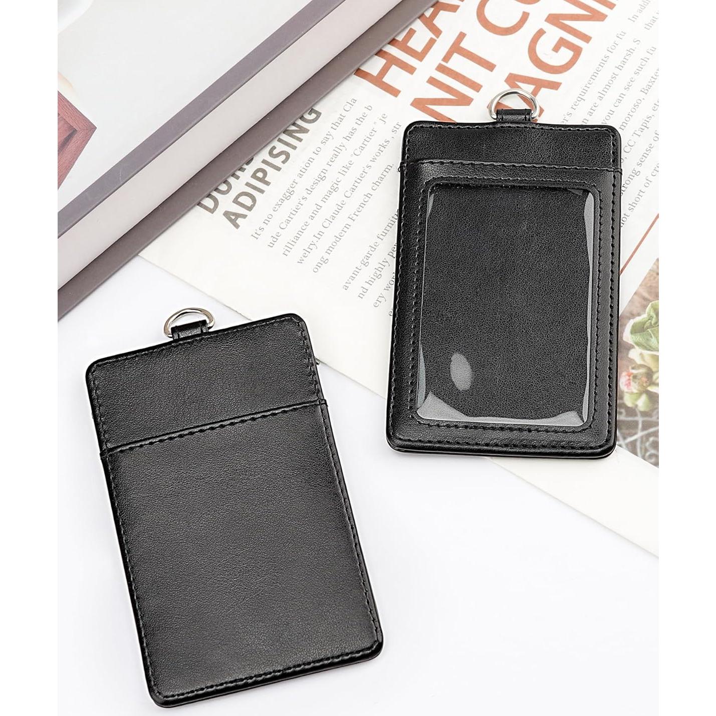 Porta Credencial de Cuero Teskyer con Cordón - Negro