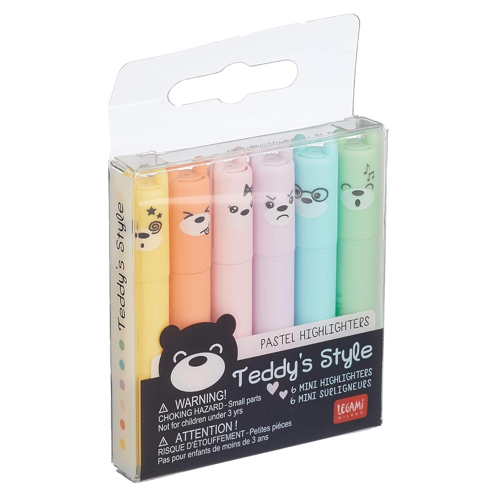 Set de 6 Marcadores Neon Legami Estilo Teddy 0.5mm Pastel