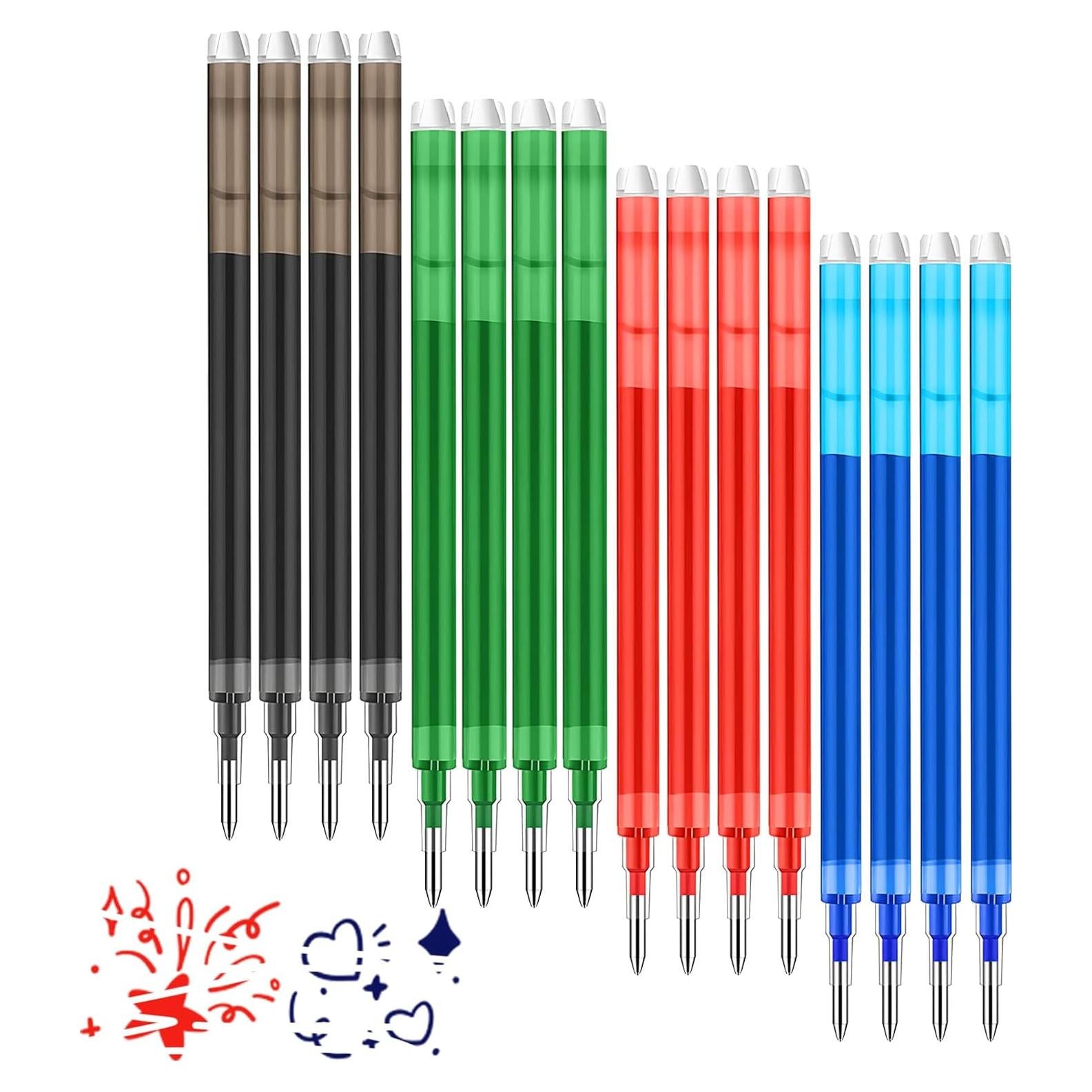 Recargas de bolígrafo gel borrable Jawfait 0.7 mm 16 colores