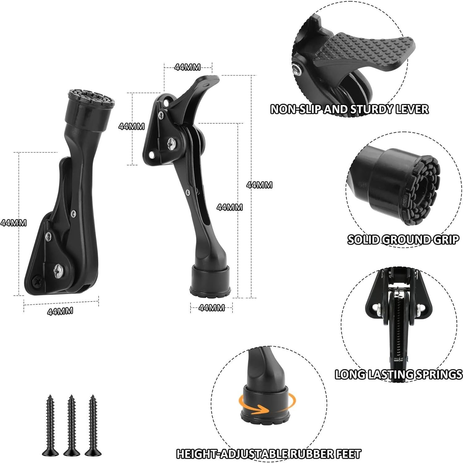 Tope de Puerta Kickdown Malimali Ajustable 10.16 cm Negro