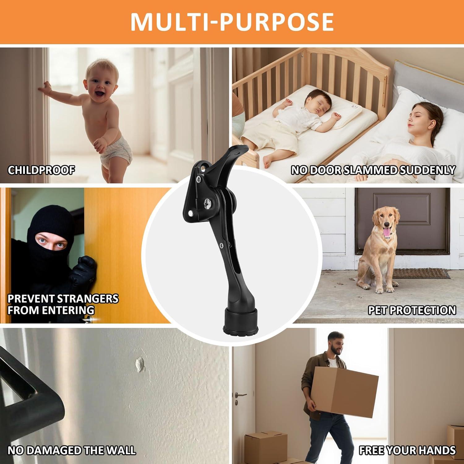 Tope de Puerta Kickdown Malimali Ajustable 10.16 cm Negro