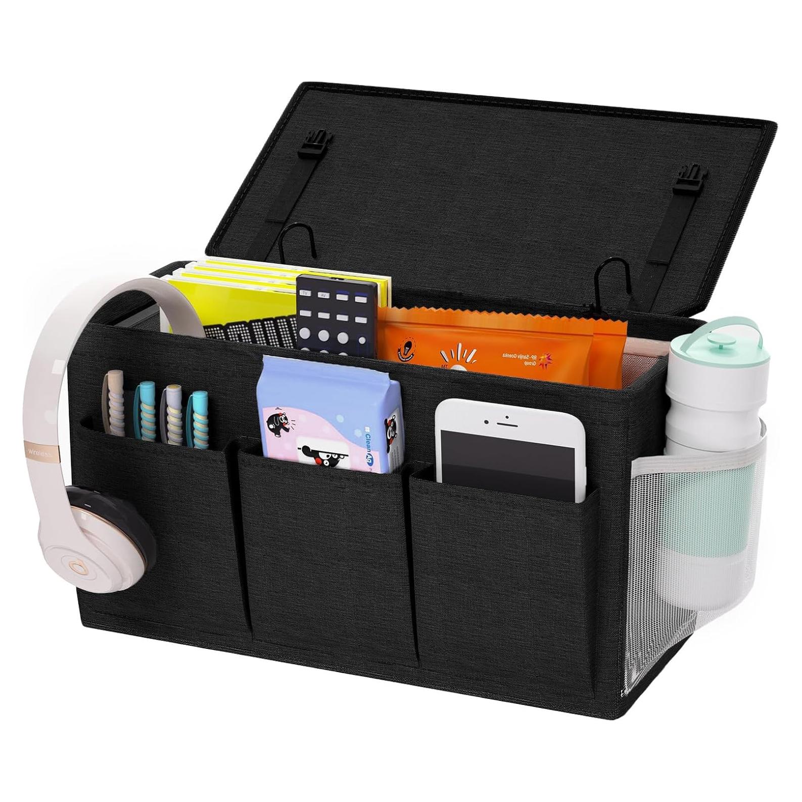 Caddy de Cama Organizador Edudif Negro 6 Bolsillos 37x20 cm