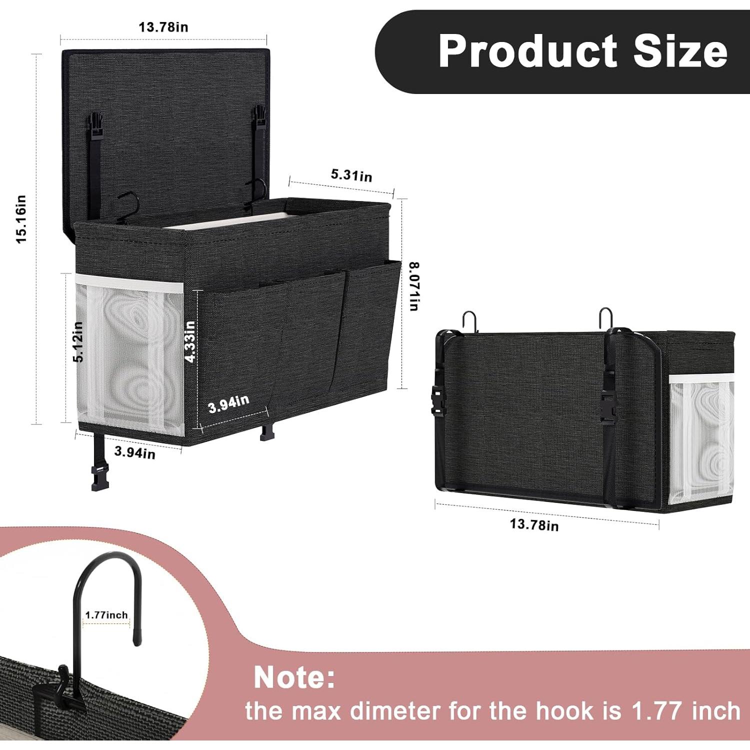 Caddy de Cama Organizador Edudif Negro 6 Bolsillos 37x20 cm