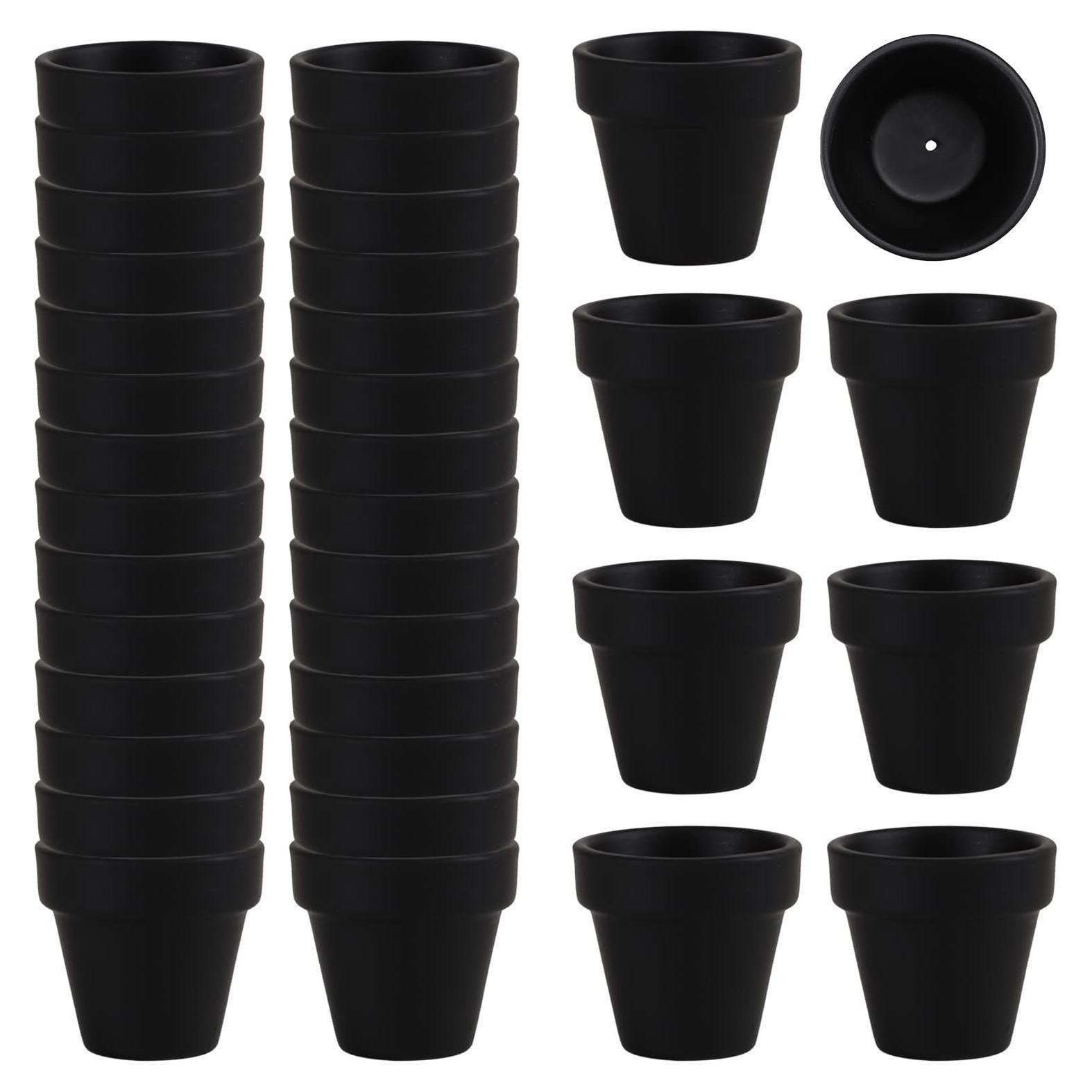 36 Macetas Negras de Arcilla 5.08 cm con Drenaje Fcacti