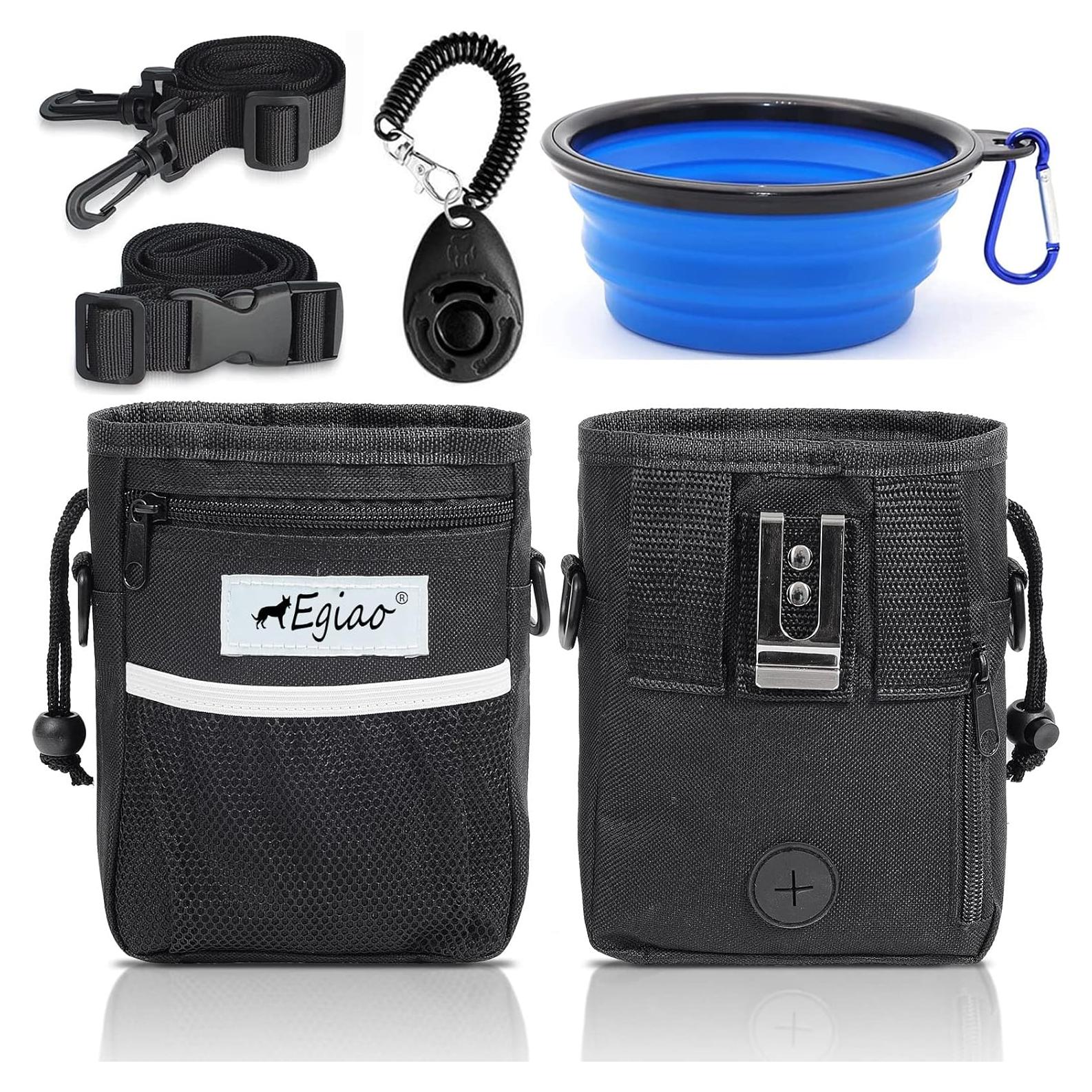 Bolsa de golosinas para perros Egiao con cierre de cordón - Negro