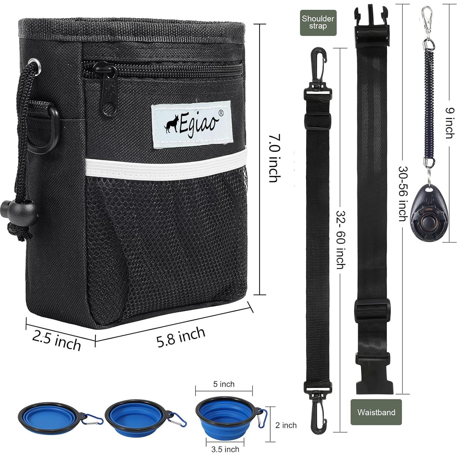 Bolsa de golosinas para perros Egiao con cierre de cordón - Negro