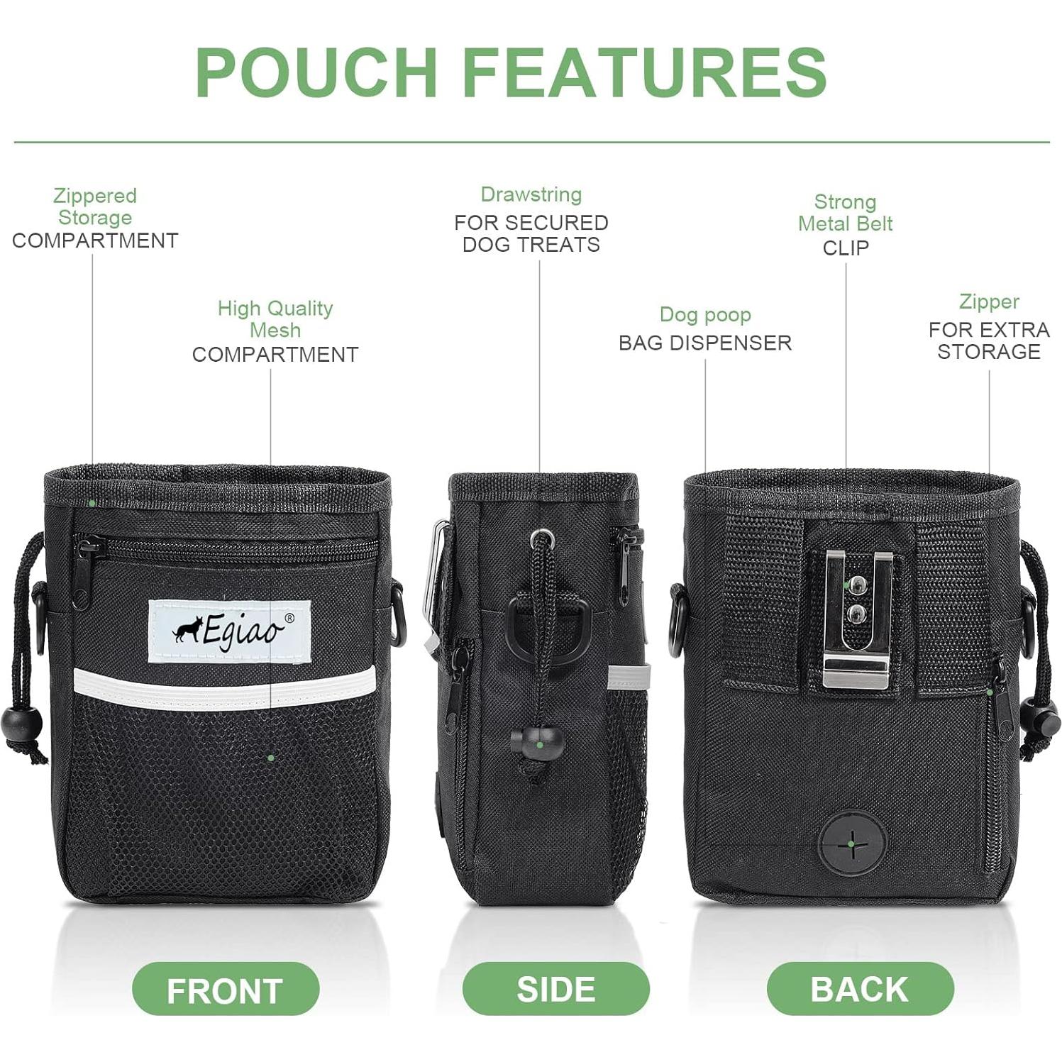 Bolsa de golosinas para perros Egiao con cierre de cordón - Negro